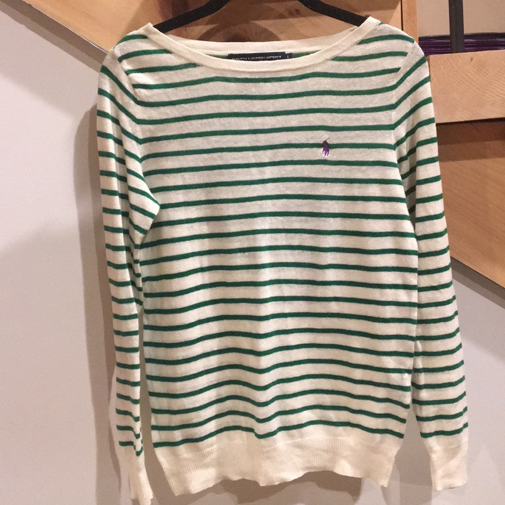 Ralph Lauren Sport 💚Green and White Stripe top 💜